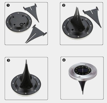 СОЛНЕЧНЫЙ НАЗЕМНЫЙ ФОНАРЬ 16 СВЕТОДИОДНЫХ САДОВЫХ СТАЛЬНЫХ 4 ШТ. ХОЛОДНЫЙ БЕЛЫЙ
