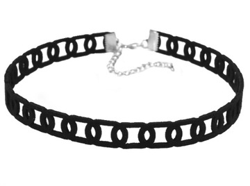 NASZYJNIK CHOKER CZARNY ZAMSZOWY TASIEMKA