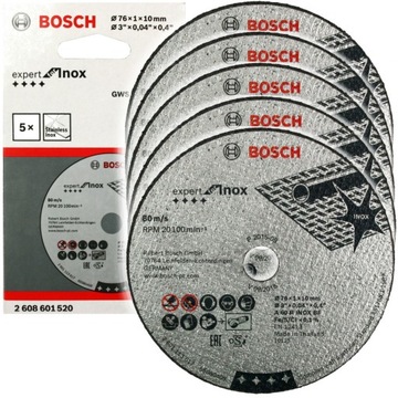 BOSCH 5 x TARCZA KORUNDOWA GWS 10,8-76 76mm/1,0mm