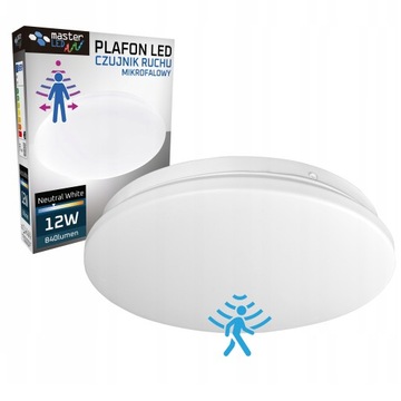 Plafon LED 12W oprawa LAMPA panel CZUJNIK RUCHU MIKRO