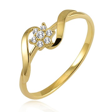 ЗОЛОТОЕ ОБРУЧАЛЬНОЕ КОЛЬЦО 585 ЦИРКОНИЙ 14К R15