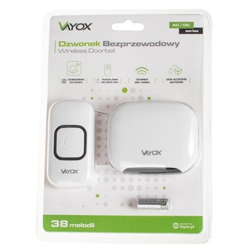 БЕСПРОВОДНОЙ ДВЕРНОЙ ЗВОНОК ДЛЯ ВОРОТ, ЗВОНОК НА АККУМУЛЯТОРЕ 230 В, БОЛЬШОЙ ДЕЙСТВИЕ VAYOX