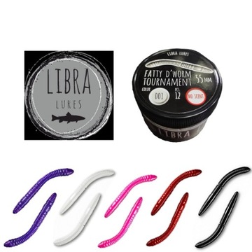 Libra Lures Fatty D'Worm Tournament 55mm Mix 12szt