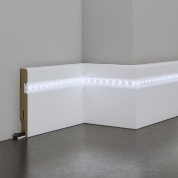 ПЛИНТУС СВЕТОДИОДНЫЙ МДФ 8 СМ БЕЛЫЙ PM01
