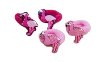 -MARGUT- Komplet gumek frotek z flamingiem różowe