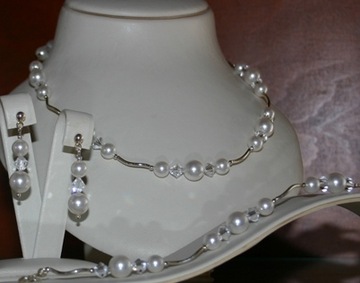 Komplet srebrny Beauty PearlCrystal 4 SWAROVSKI E