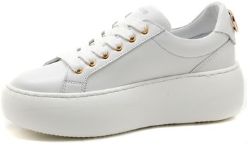 Skórzane Sneakersy na platformie Carinii B9571 biały 38