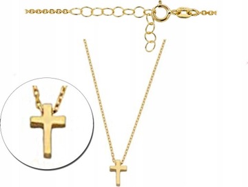 Złoty naszyjnik 585 delikatny krzyżyk prezent celebrytka modny wzór 14k
