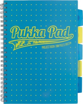 Kołozeszyt Project Pukka Pad NEON DOTS A4 z przekładkami niebieski w kropki