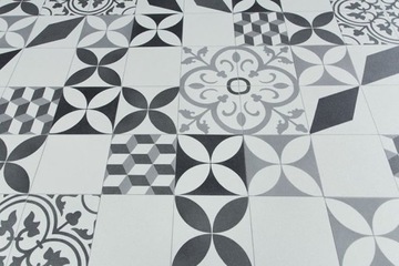 szer. 4 m SZARA WYKŁADZINA PCV BINGO CUBES PATCHWORK STYL BOHO MOZAIKA
