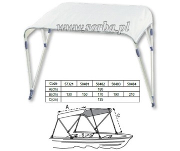 НАВЕС ДЛЯ ЛОДКИ НАвес БИМИНИ КРЫША 180x130