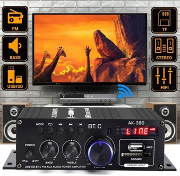 УСИЛИТЕЛЬ ДЛЯ BLUETOOTH 5.0 РАДИО FM MP3 ДИНАМИКИ
