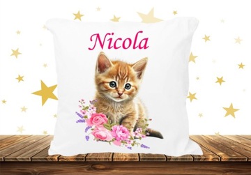 ZESTAW PODUSZKA KUBEK WOREK KOT KOTY KOTKI IMIĘ