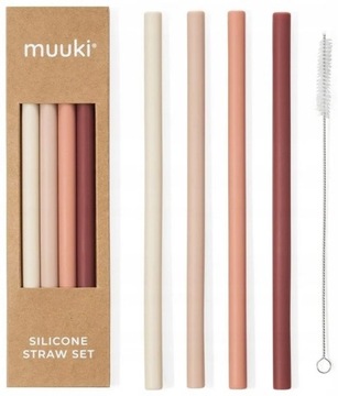 Muuki Zestaw 4 Kolorowych Słomek Szczoteczka Do Butelki Muuki