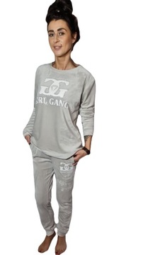 my Vogue Komplet dresowy welurowy Girl Gang biżuteryjne logo cyrkonie S/M/L