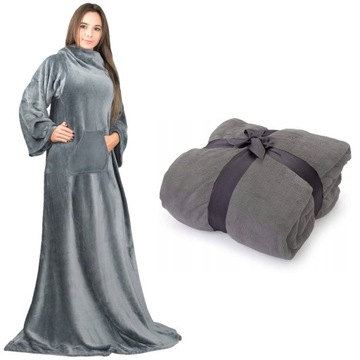 Koc Bluza z rękawami i kieszeniami 150x180 Szary