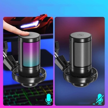 MIKROFON DO KOMPUTERA GAMINGOWY POJEMNOŚCIOWY FUNKCJA STUDYJNY USB RGB