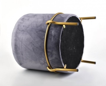 PUFA SZARO ZŁOTA - STOŁEK DO TOALETKI PUF 46CM