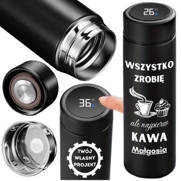 Kubek Termiczny Termos z wyświetlaczem LED + Czujnik Temperatury + GRAWER