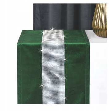 BIEŻNIK WELUR VELVET Z CYRKONIAMI 40x140cm NA STÓŁ