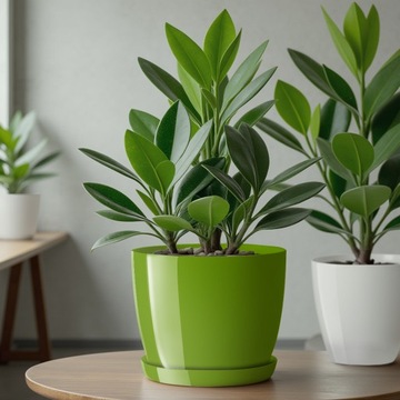 ЦВЕТОЧНЫЙ ГОРШОК С ПОДСТАВКОЙ ПЛАСТИКОВАЯ КРЫШКА ЦВЕТОЧНЫЙ ВАЗ 16см ЗЕЛЕНЫЙ ДЛЯ ЦВЕТОВ KADAX