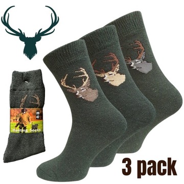 Skarpety dla myśliwych polowanie zielone bawełniane 3-PACK 43-46