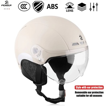 PEMILA Cycling Helmet With Goggles Lens Ear Protection Reflective Sticker