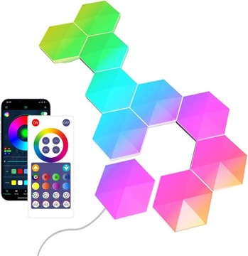 Lampa wisząca LED_RGB 10 RGB sześciokątny panel LED