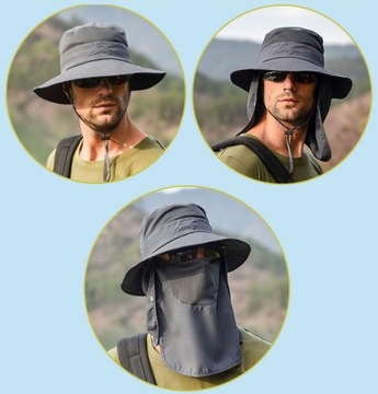 KAPELUSZ PRZECIWSŁONECZNY RYBACKI Z OSŁONĄ NA KARK