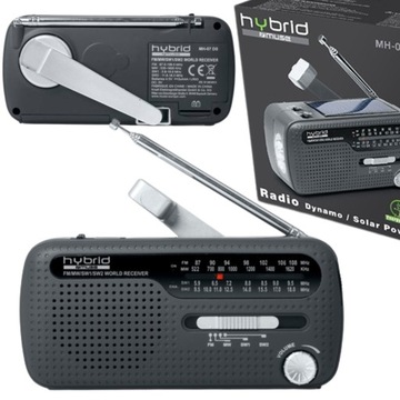 MINI RADIO LATARKA KEMPINGOWE NA DYNAMO / BATERIE SŁONECZNE MUSE MH-07 DS