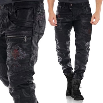 Cipo Baxx Spodnie Jeansy Męskie Woskowane Military