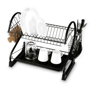 Duży OCIEKACZ DO NACZYŃ SUSZARKA DWUPOZIOMOWA pojemnik na sztućce TACA