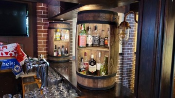 Подвесная деревянная бочка со светодиодной подсветкой 80 см.