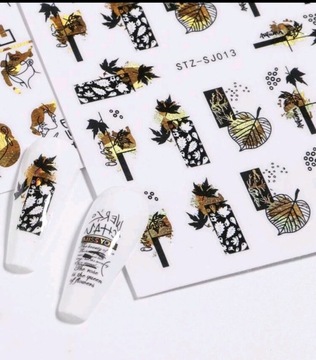 НАКЛЕЙКИ ДЛЯ НОГТЕЙ САМОКЛЕЯЩИЕСЯ украшения для ногтей 3D золотые листья