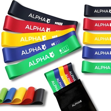 ZESTAW 5 GUMY DO ĆWICZEŃ MINI BAND FITNESS GUMY OPOROWE TRENINGOWE ALPHA