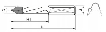 Сквозное левое сверло D=5x35/S=10/H=57,5