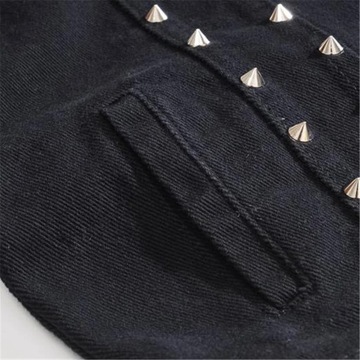 Новинка 2024, джинсовый жилет, мужской джинсовый жилет в стиле панк-рок с заклепками, ковбойский черный джинсовый жилет