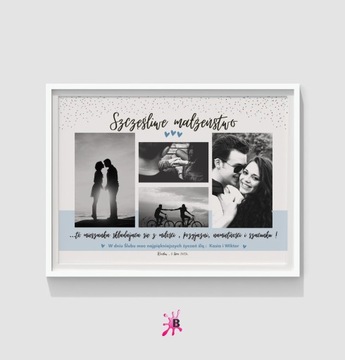 ПЕРСОНАЛИЗИРОВАННЫЙ ПОСТЕР ПОДАРОК ​​СВАДЕБНЫЕ ИМЕНА+ДАТА+ФОТО ПАР+РАМКА ПОЖЕЛАНИЯ 30х40