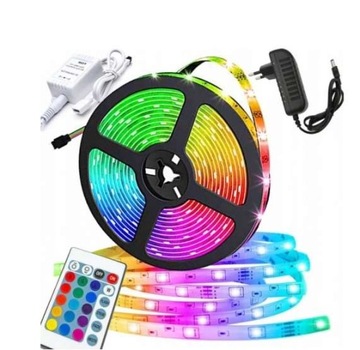 TAŚMA LED SMD WODOODPORNA KOLOROWA RGB 5m KOLOROWA WODOODPORNA + PILOT