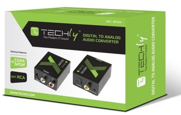 Techly Przetwornik DAC Toslink SPDIF Coaxial do Analog RCA L/R