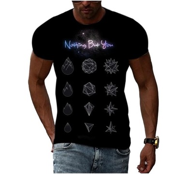 MODNY T-SHIRT MĘSKI KOSZULKA 3D Z NADRUKIEM WZORY, L