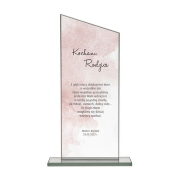 Statuetka szklana 22cm z nadrukiem nagroda firmowa