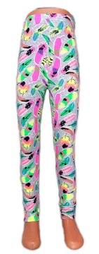 LEGGINSY getry LEGINSY kolorowe LISTKI liście - 140