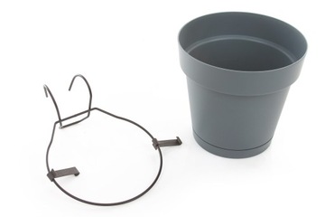 круглые цветочные горшки с крючками для балконных перил, антрацит CAPRI B. 20