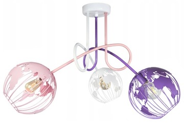MŁODZIEŻOWA Lampa sufitowa wisząca żyrandol EDISON GLOBUS 3 multicolor