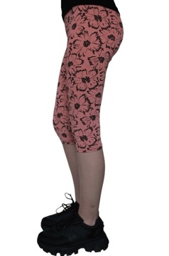Legginsy 3/4 Getry Rybaczki BRZOSKWINIA KWIATY 122