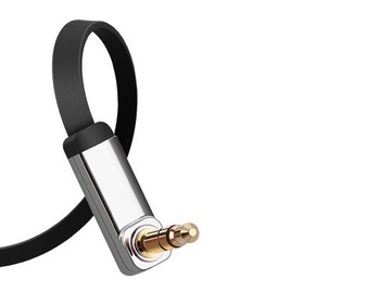 Kątowy kabel mini jack 3,5mm AUX UGREEN AV119 płaski 3m (czarny)