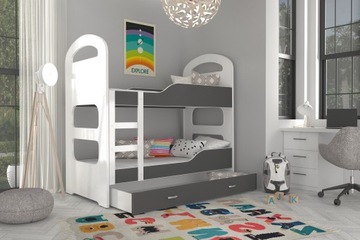 Кровать двухъярусная 190х80 белый серый DOMINIK