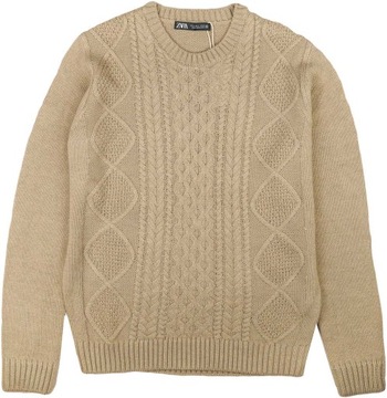 Zara Modny Elegancki Męski Sweter Cappuccino Sweterek Sploty Warkocze M