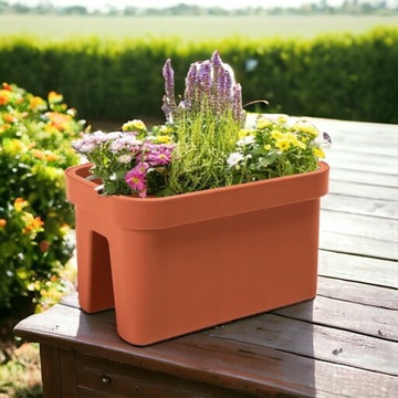 БАЛКОННЫЙ ЦВЕТОЧНЫЙ ГОРШОК ДЛЯ ТЕРРАСЫ БАЛЛЮСТРАДА САДОВЫЙ ЦВЕТОЧНЫЙ ГОРШОК КИРПИЧНАЯ КРУМЯ ЦВЕТКА